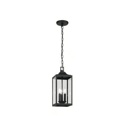 Havenridge 3-Light Matte Black Outdoor Hanging Pendant Light with Clear Glass (1-Pack)
