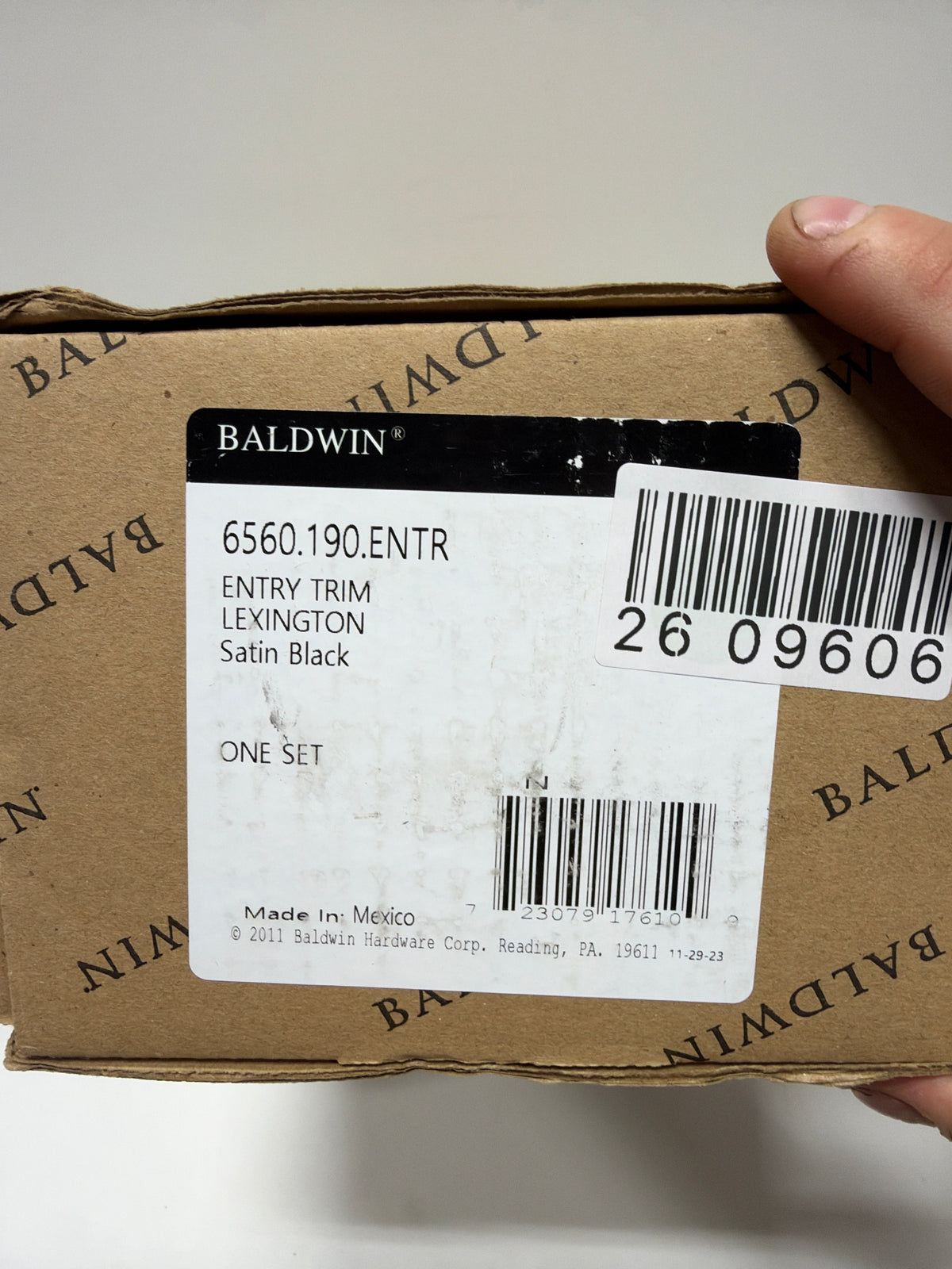 Baldwin 6560.ENTR Lexington Sectional Single Cylinder Keyed Entry Mortise Handleset Trim with 5025 Interior Knob from the Estate Collection Satin