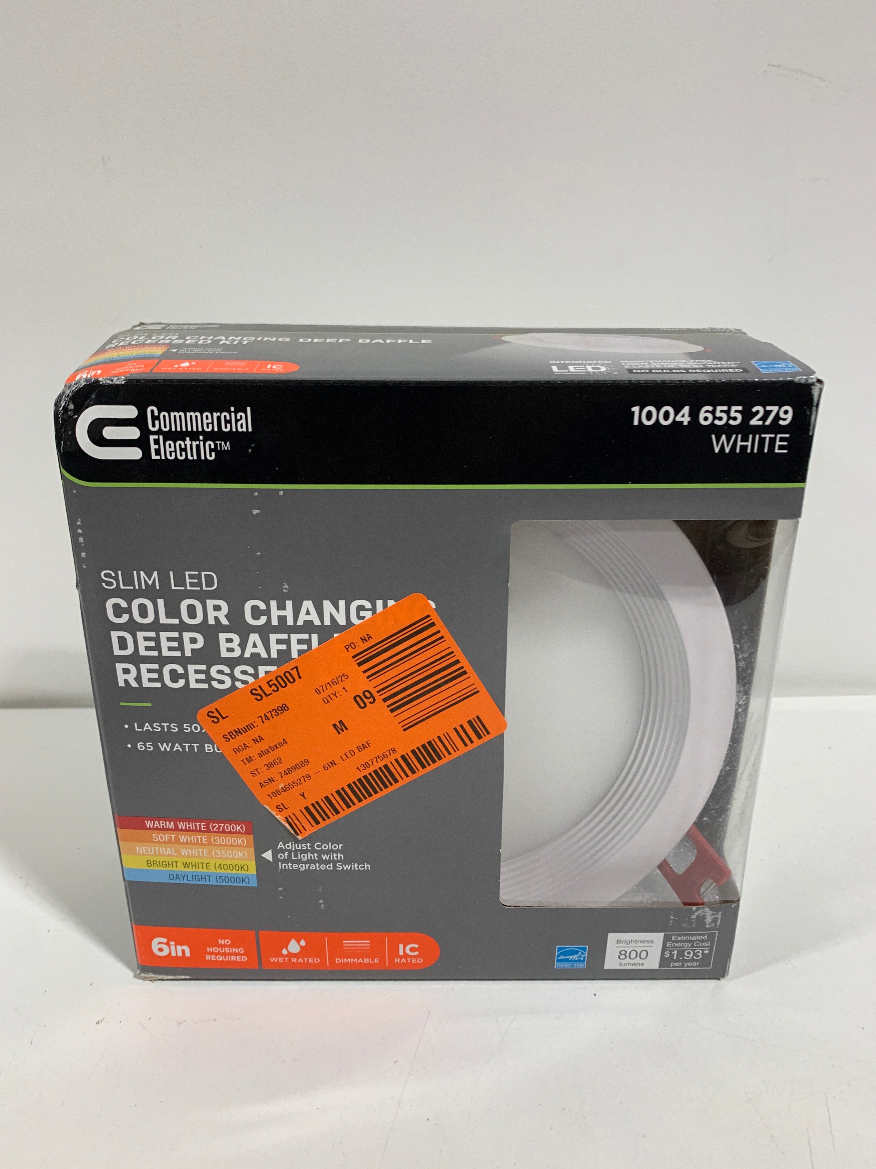 Slim Baffle Integrated LED 6 in Round Adj Color Temp Canless Recessed Light for Kitchen Bath Living Rooms White