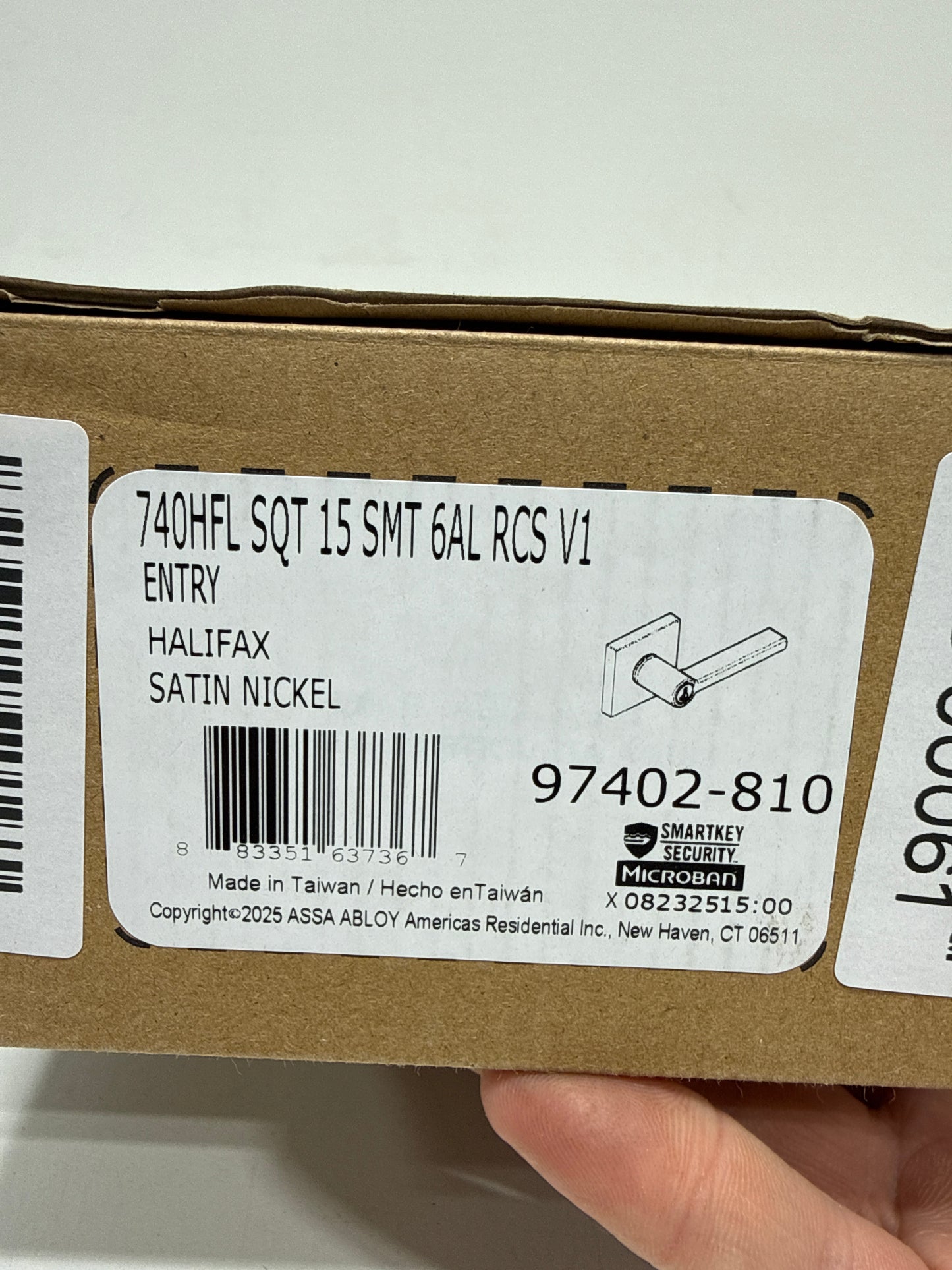 Kwikset 740Hflsqtv1-S Halifax Single Cylinder Keyed Entry Door Lever Set - Nickel