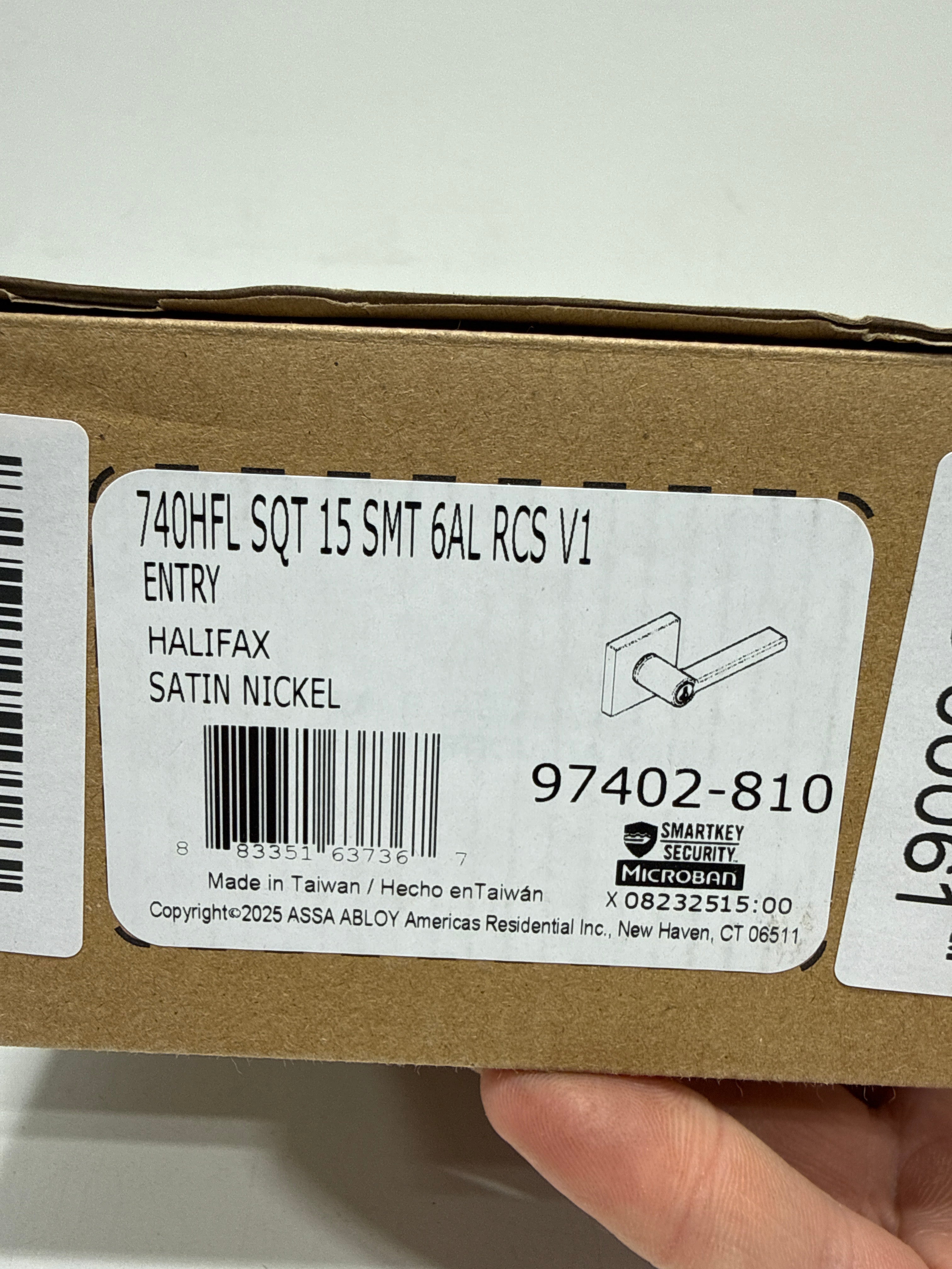 Kwikset 740Hflsqtv1-S Halifax Single Cylinder Keyed Entry Door Lever Set - Nickel