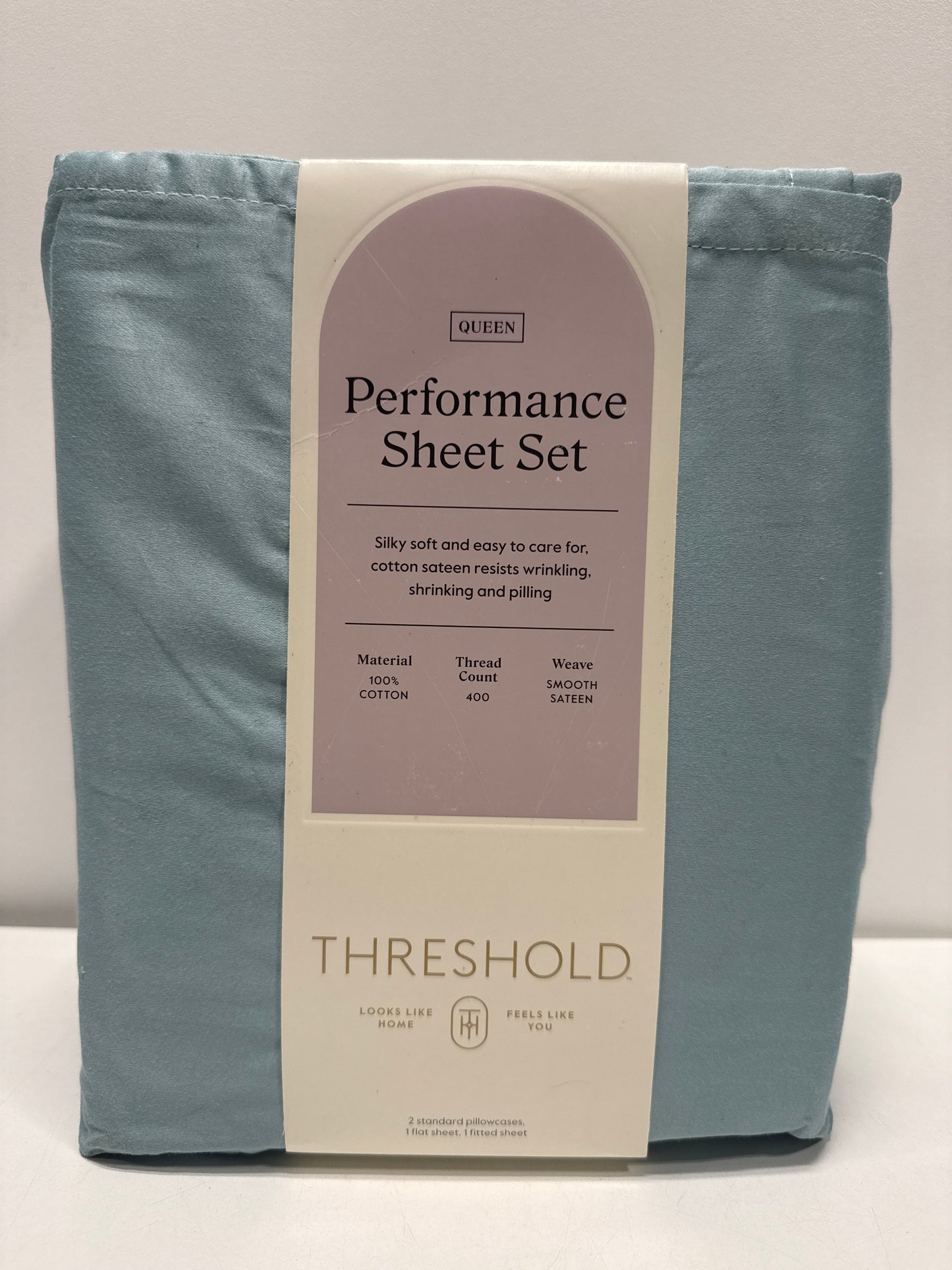 Queen 400 Thread Count Performance Sheet Set Light Teal - Threshold