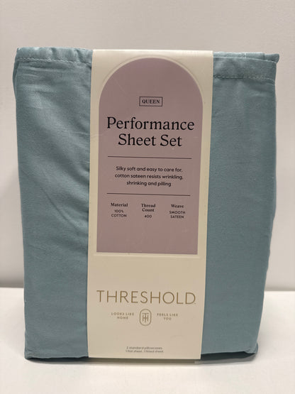 Queen 400 Thread Count Performance Sheet Set Light Teal - Threshold