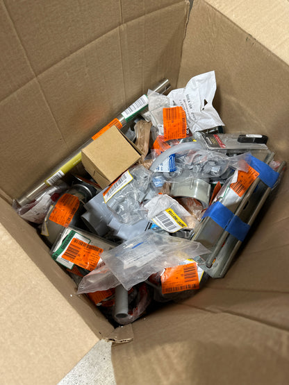 20 x 14 x 18 Box Lot of Lighting/ Electrical Rough in's Metal & Commercial Parts