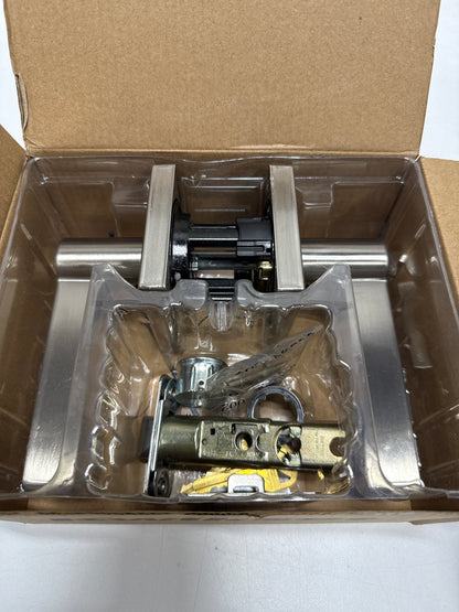 Kwikset 740Hflsqtv1-S Halifax Single Cylinder Keyed Entry Door Lever Set - Nickel