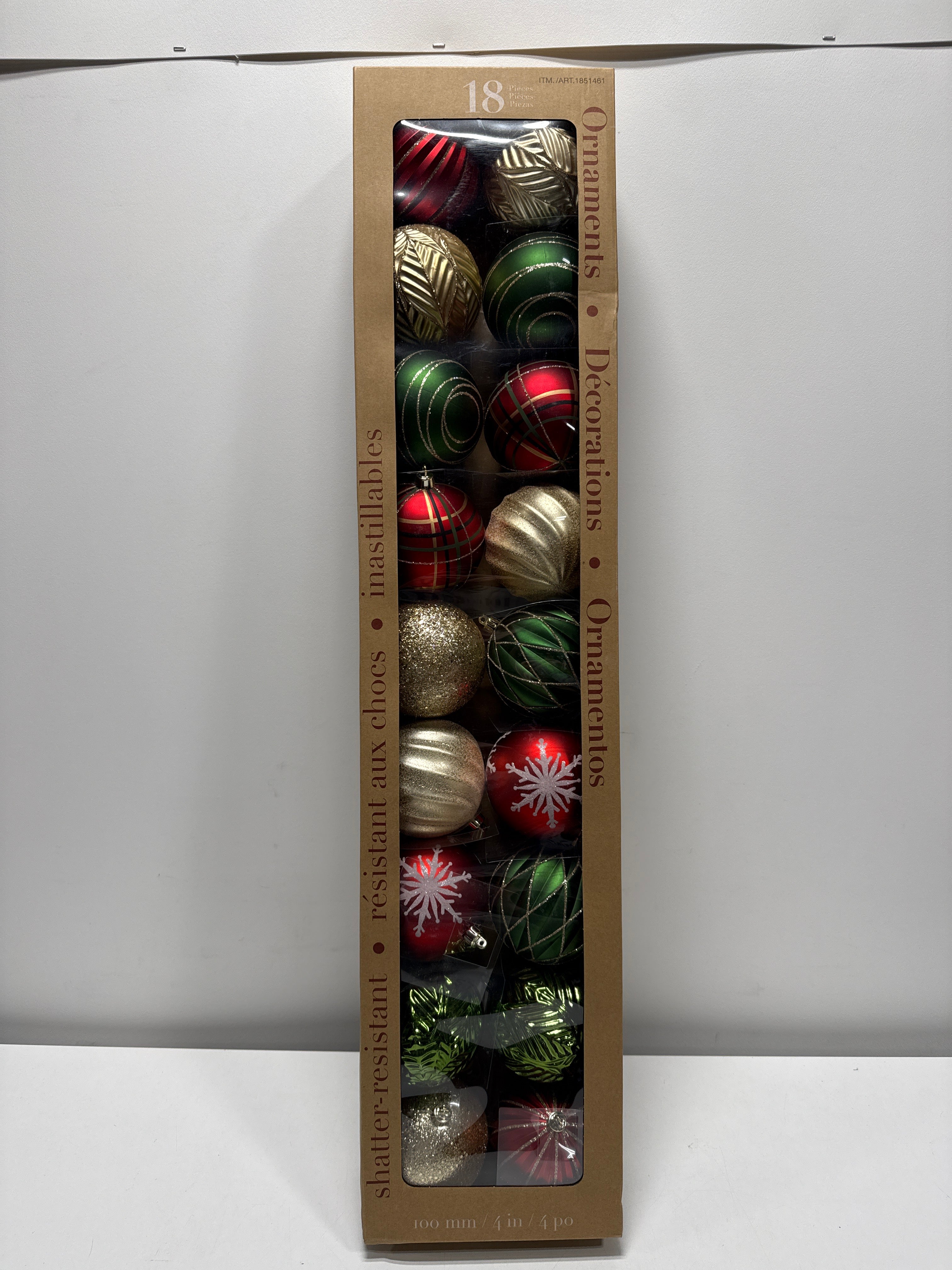 Kirkland Shatter Resistant Ornaments, 18-count, Assorted Colors