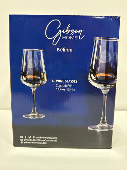 4 x Belinni 4 Piece 15.4 Ounce Classic Wine Glass Set