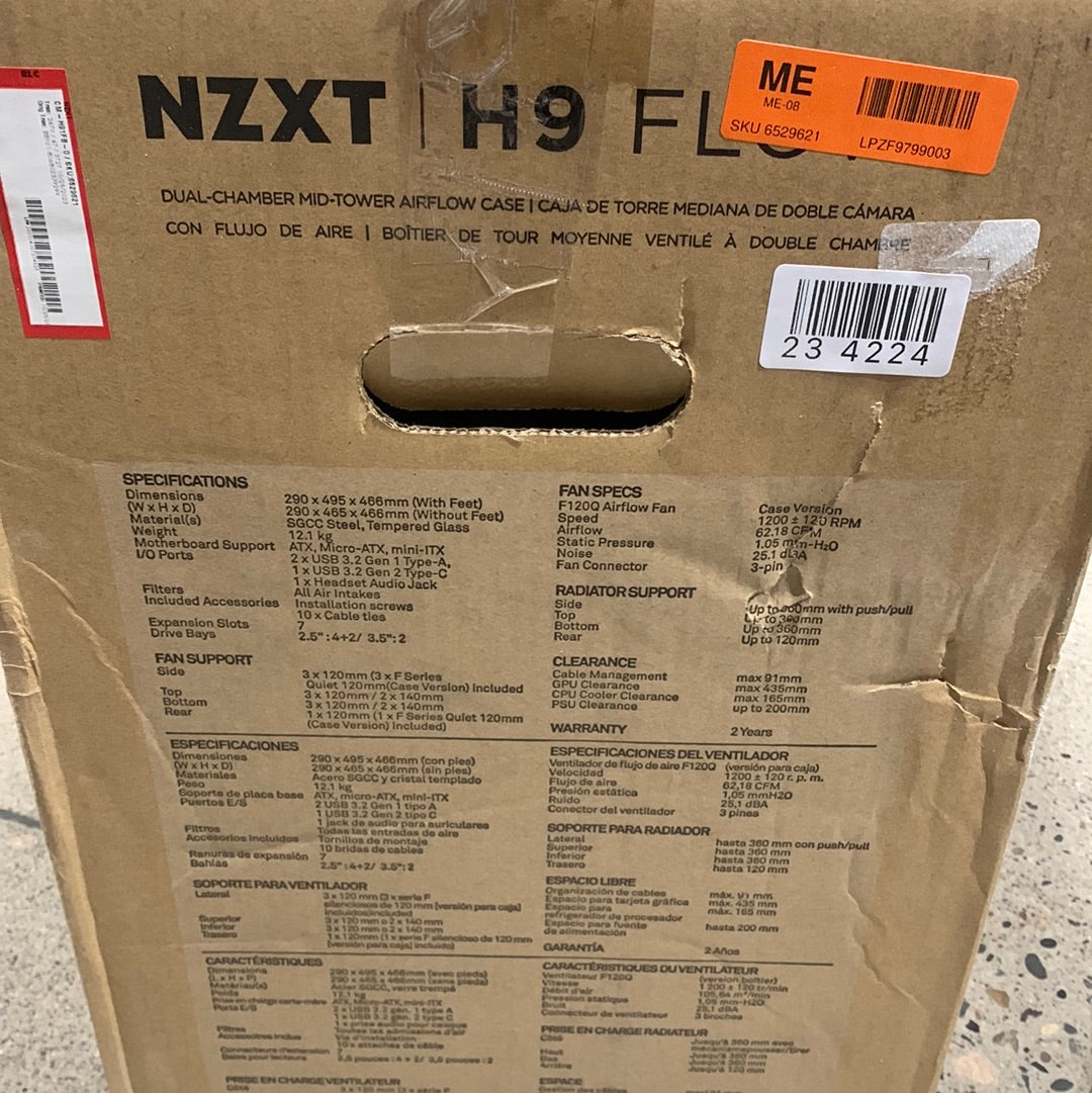 Nzxt H9 Flow Dual-chamber Mid-tower Airflow Case - Mid-tower - Matte Black