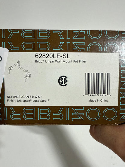 Brizo 62820LF Euro 4 GPM Wall Mounted Single Hole Pot Filler Faucet Luxe Steel Faucet Pot Filler Double Handle