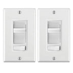 Leviton Decora SureSlide Universal Slide Dimmer 600W Incandescent 150W Dimmable LED/CFL White 2-pk - *Lighting &