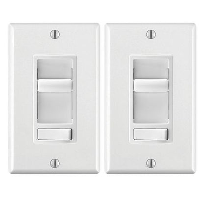 Leviton Decora SureSlide Universal Slide Dimmer, 600W Incandescent, 150W Dimmable LED/CFL, White, 2-pk