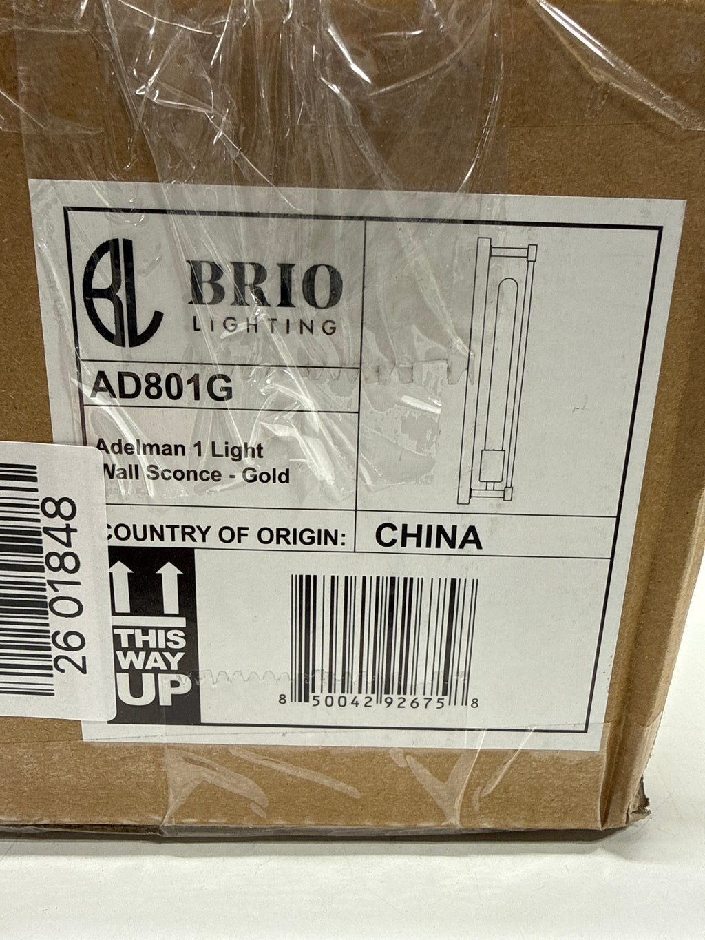 Brio Lighting Adelman 1 Light Wall Sconce - Gold Metal Frame