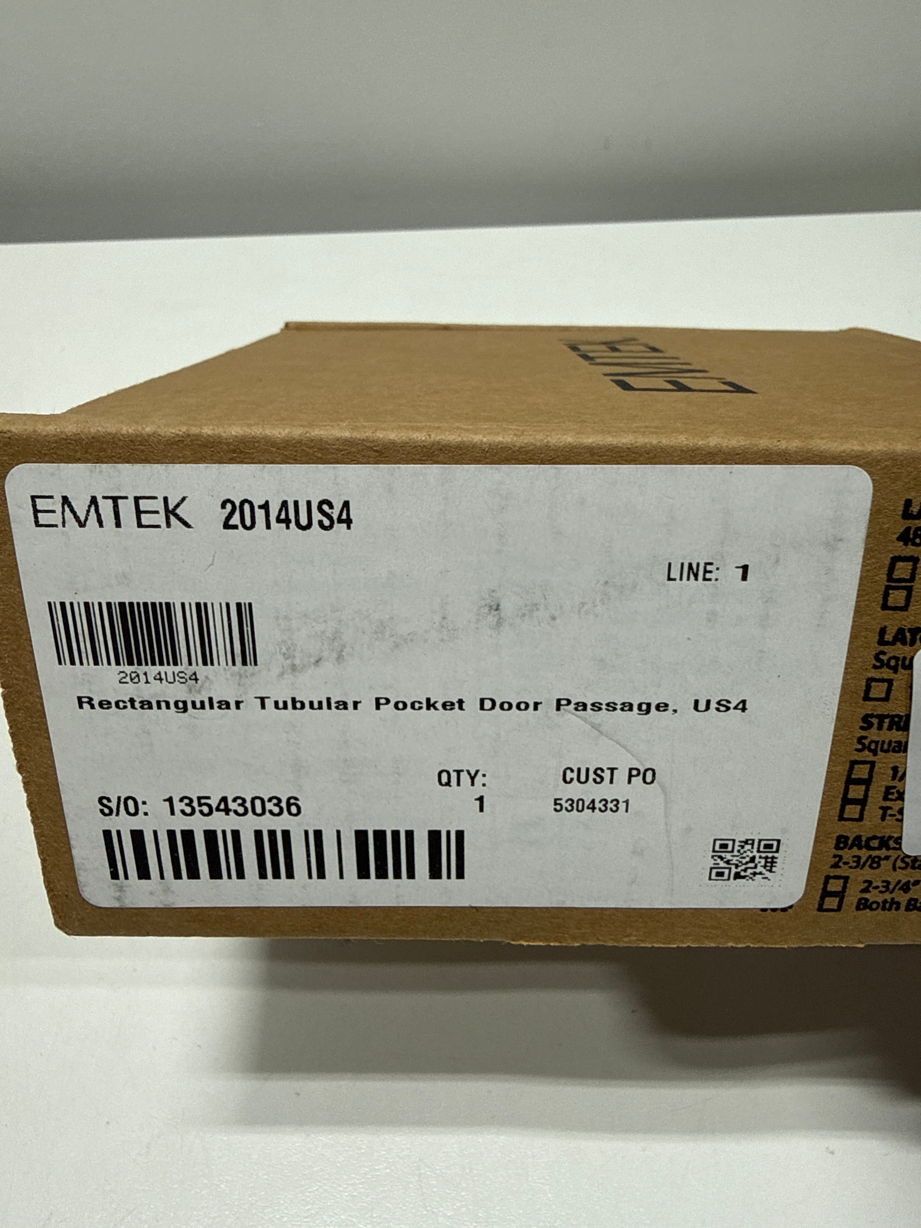 Emtek Rectangular Passage Pocket Door Tumbler Model: 2014US4