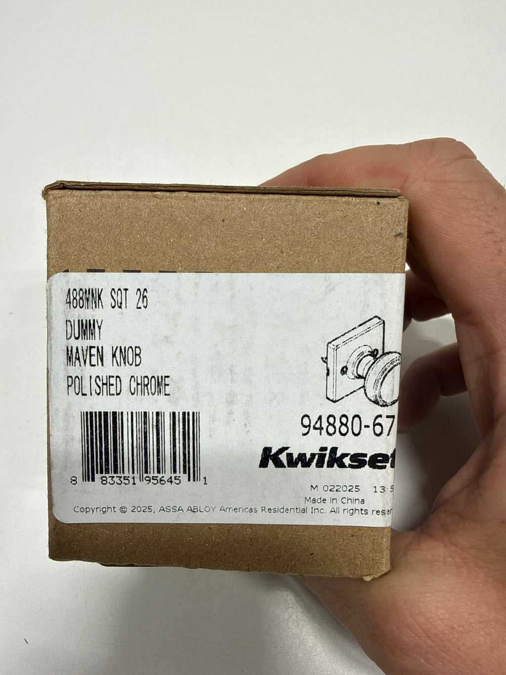 Kwikset 488Mnksqt Maven Non-Turning One-Sided Dummy Door Knob - Chrome
