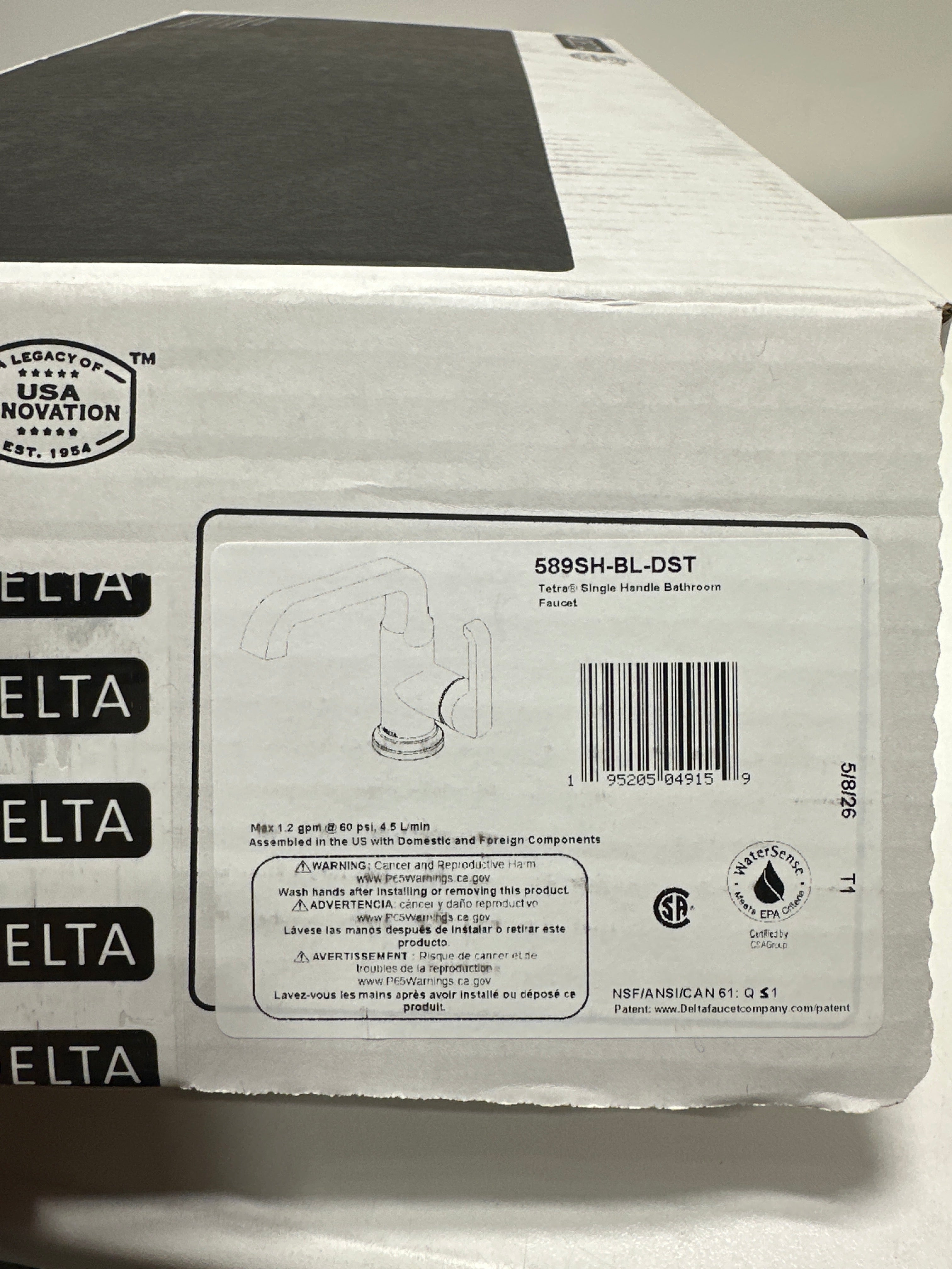 Delta Faucet Tetra Matte Black Single Hole Bathroom Faucet, Black Single Handle Bathroom Faucet, Bathroom Sink Faucet, Diamond Seal Technology, Metal Drain Assembly, Matte Black 589SH-BL-DST