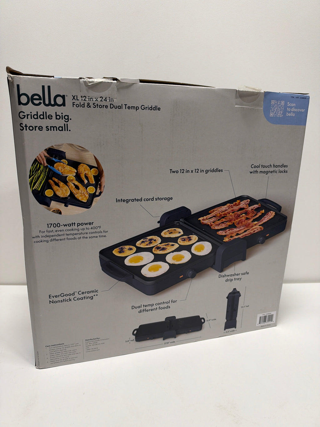 bella 12"x24" XL Fold and Store Griddle