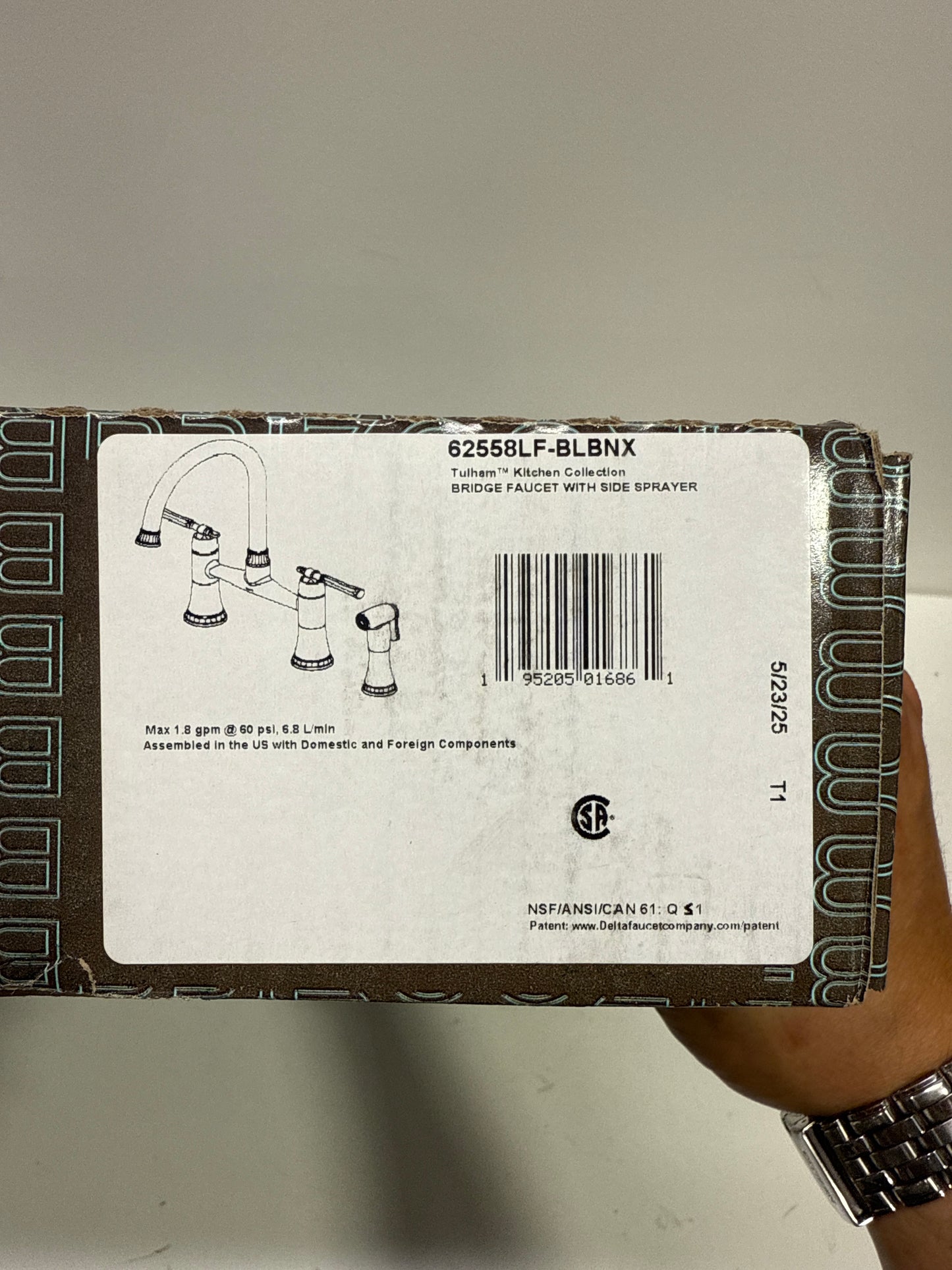 See Desc Brizo 62558LF Tulham 1.8 GPM Bridge Kitchen Faucet with Side Spray Matte Black / Brilliance Black