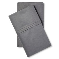 King Solid Performance 400 Thread Count Pillowcase Set Dark Gray - Threshold™: Cotton Sateen Wrinkle-Resistant 2-Pack