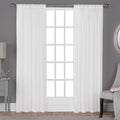 Belgian RP Winter White Solid Sheer Rod Pocket Curtain, 50 in. W X 84 in. L (Set of 2)