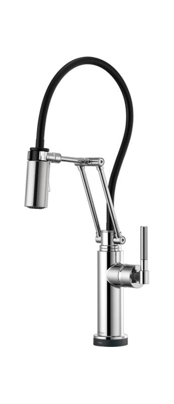 Brizo 64243LF Litze Pull-Down Kitchen Faucet with Dual Jointed Articulating Arm Knurled Handle Magnetic Docking Spray Head and on/Off Touch