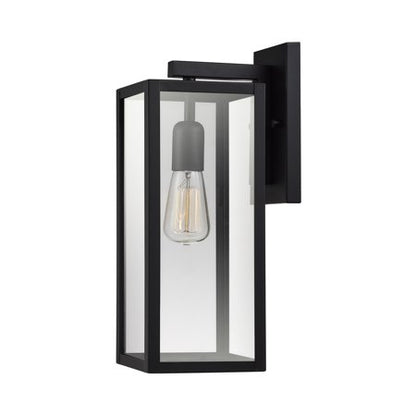 Globe Electric Bowery 1-Light Matte Black Outdoor Indoor Wall Sconce with Clear Glass Shade 44176