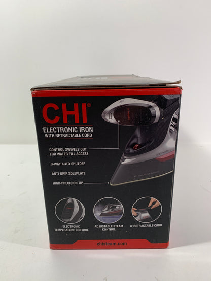 CHI 13102 Steam Iron for Clothes with Titanium Infused Ceramic Soleplate, 1700 Watts, Electronic Temperature Control, 8' Retractable Cord