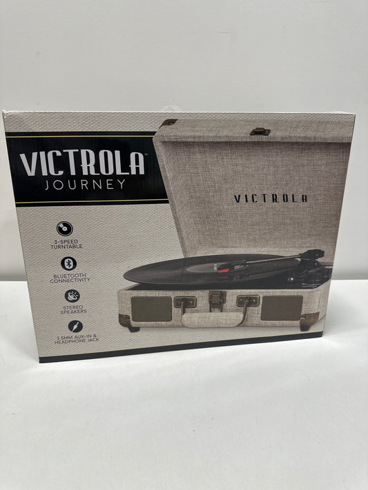 Victrola - Journey Bluetooth Suitcase Record Player with 3-speed Turntable - (Light Beige Linen)