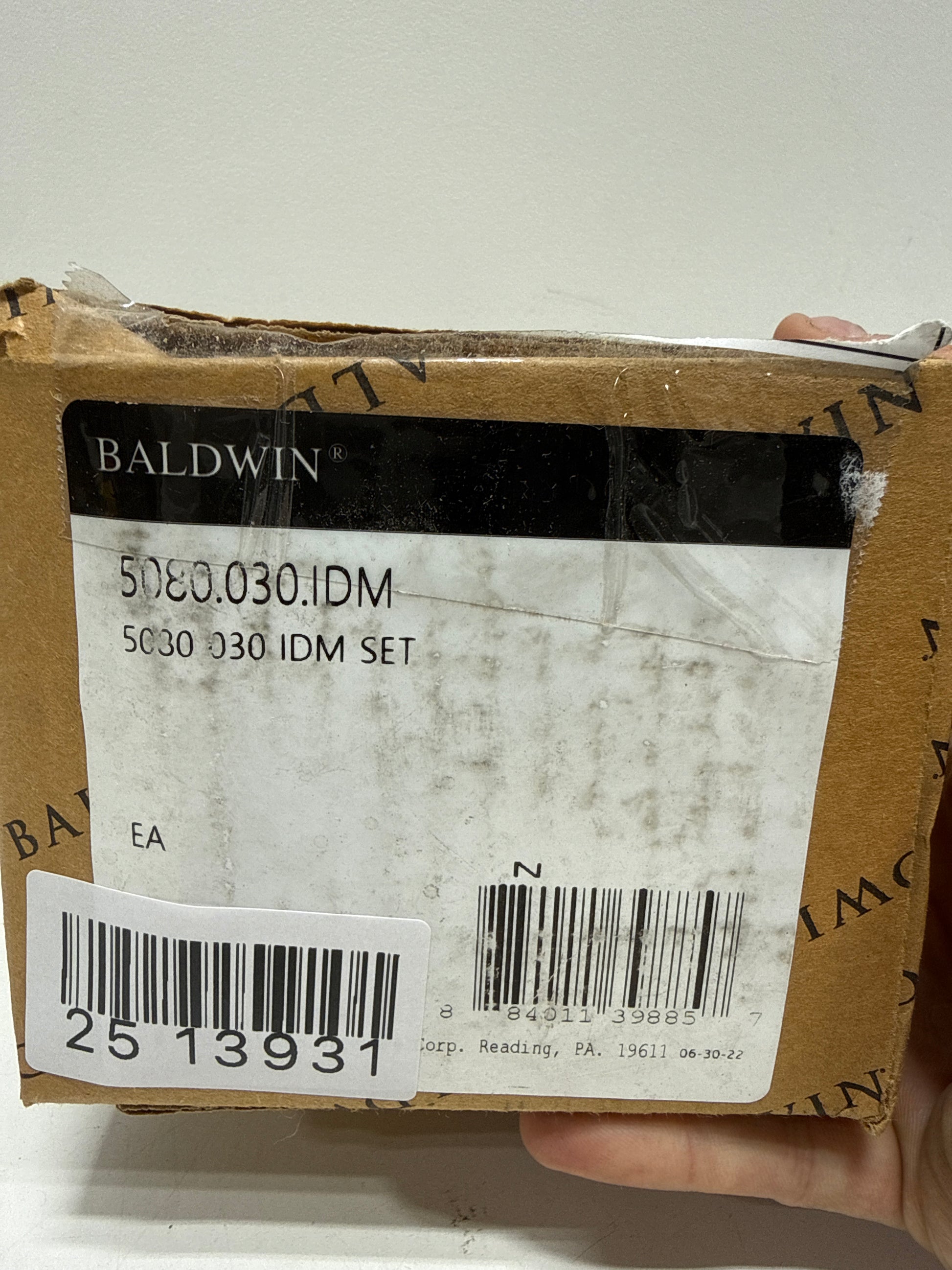 Baldwin 5080.030.IDM Filmore Polished Brass Half-Dummy Crystal Knob - *Tools Hardware & Misc