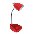 Gooseneck Organizer Desk Lamp with Holder and Charging Outlet Red - *Furniture & Organization