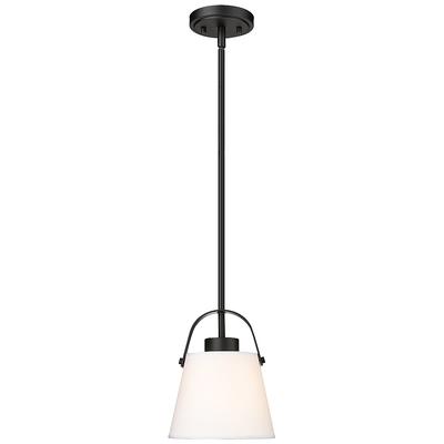 Z-Lite 743P8 Z-Studio Linen Pendant 8" Wide Mini Pendant Matte Black Indoor Lighting Pendants