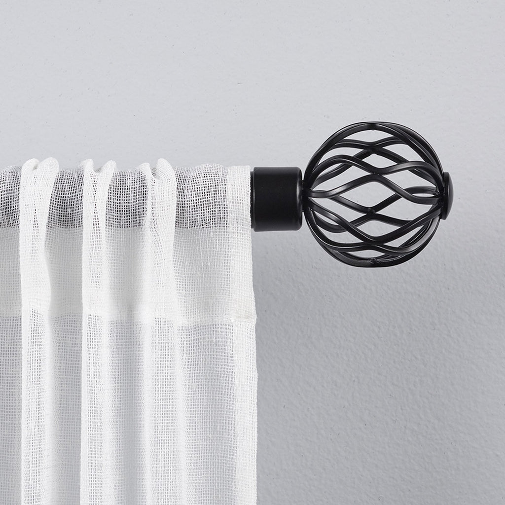 Exclusive Home Ogee 1 Curtain Rod and Finial Set Matte Black Adjustable 36 -72