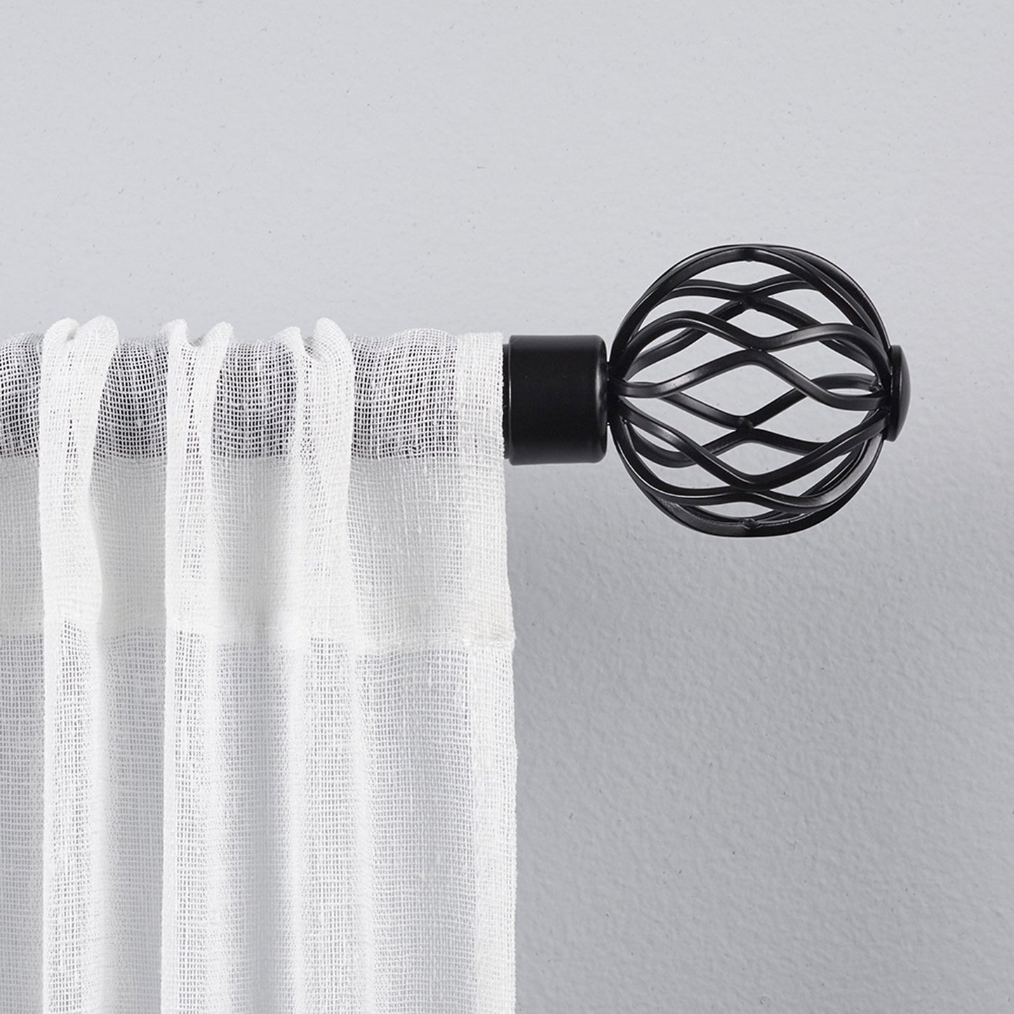 Exclusive Home Ogee 1 Curtain Rod and Finial Set Matte Black Adjustable 36 -72