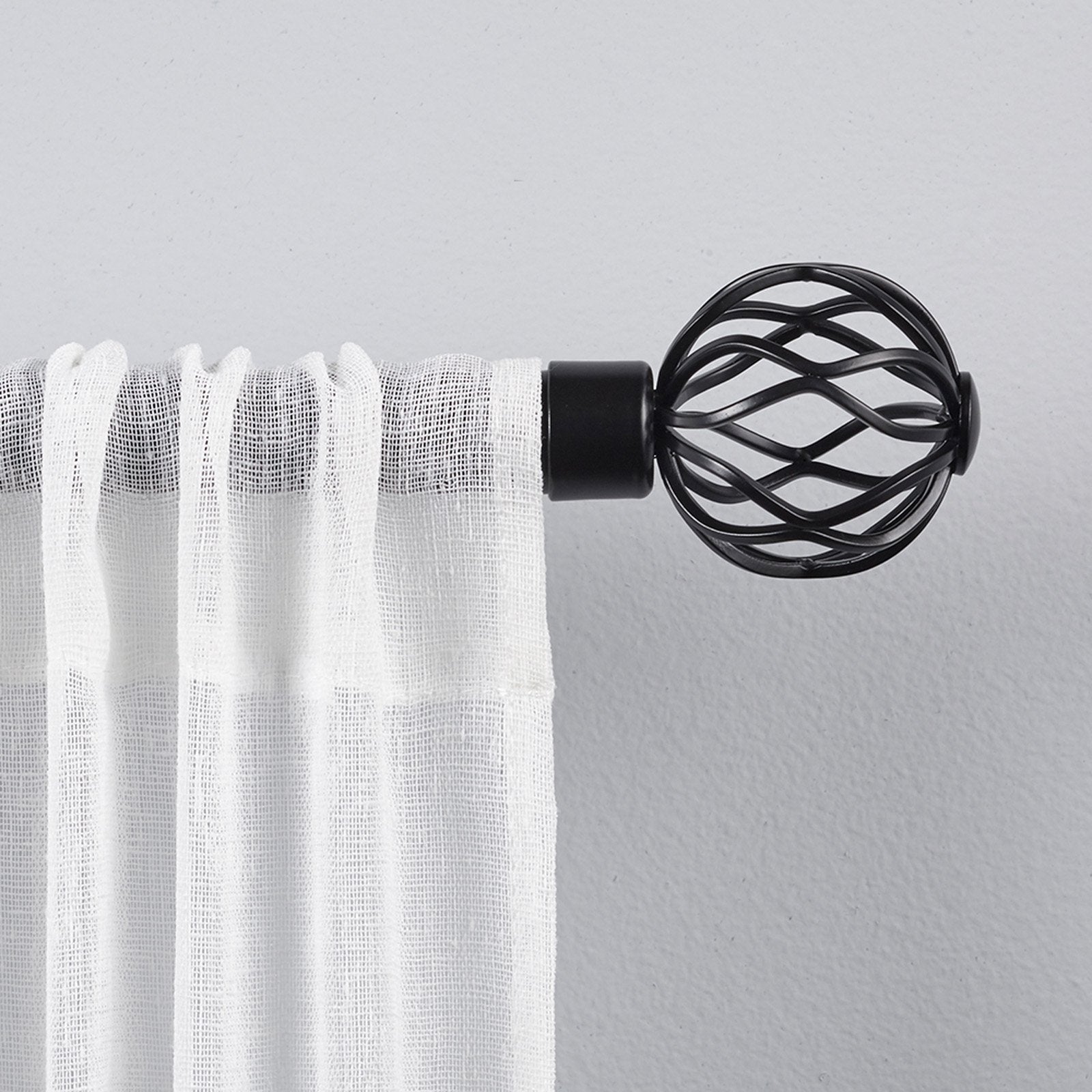 Exclusive Home Ogee 1 Curtain Rod and Finial Set Matte Black Adjustable 36 -72