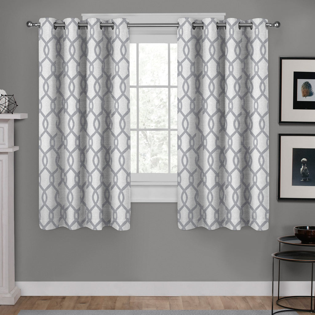 Kochi Dove Grey Ogee Light Filtering Grommet Top Curtain, 54 in. W X 63 in. L (Set of 2)