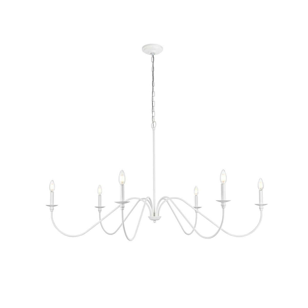 Bent Elegant Lighting Rohan 54 Inch 6 Light Chandelier Rohan - LD5056D54WH - Transitional