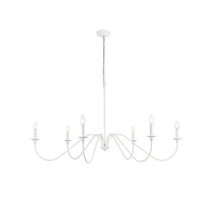 Bent Elegant Lighting Rohan 54 Inch 6 Light Chandelier Rohan - LD5056D54WH - Transitional