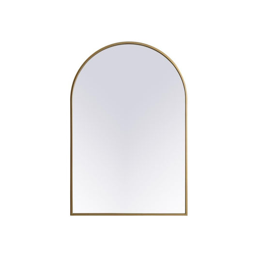 Elegant Decor Metal Frame Arch Mirror 24x36 Inch in Brass