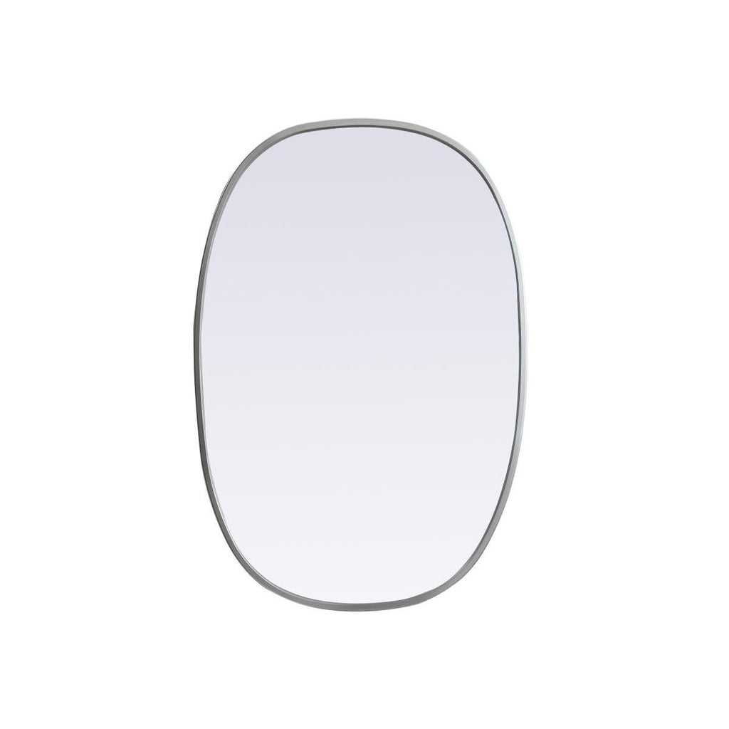 Elegant Decor Metal Frame Oval Mirror 20x30 Inch in Silver