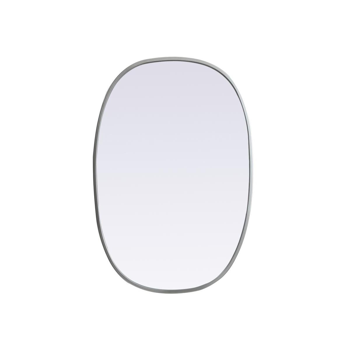 Elegant Decor Metal Frame Oval Mirror 20x30 Inch in Silver