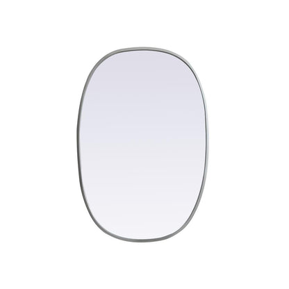Elegant Decor Metal Frame Oval Mirror 20x30 Inch in Silver