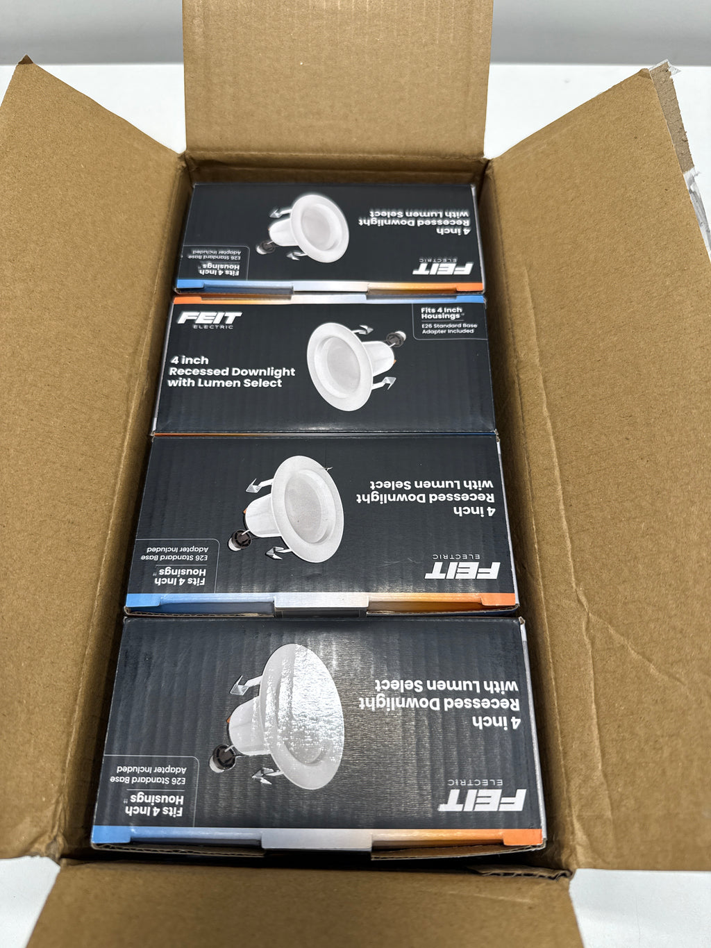 4 x Feit Electric 4" White High Output LED Recessed Downlight Color Select (5CCT)