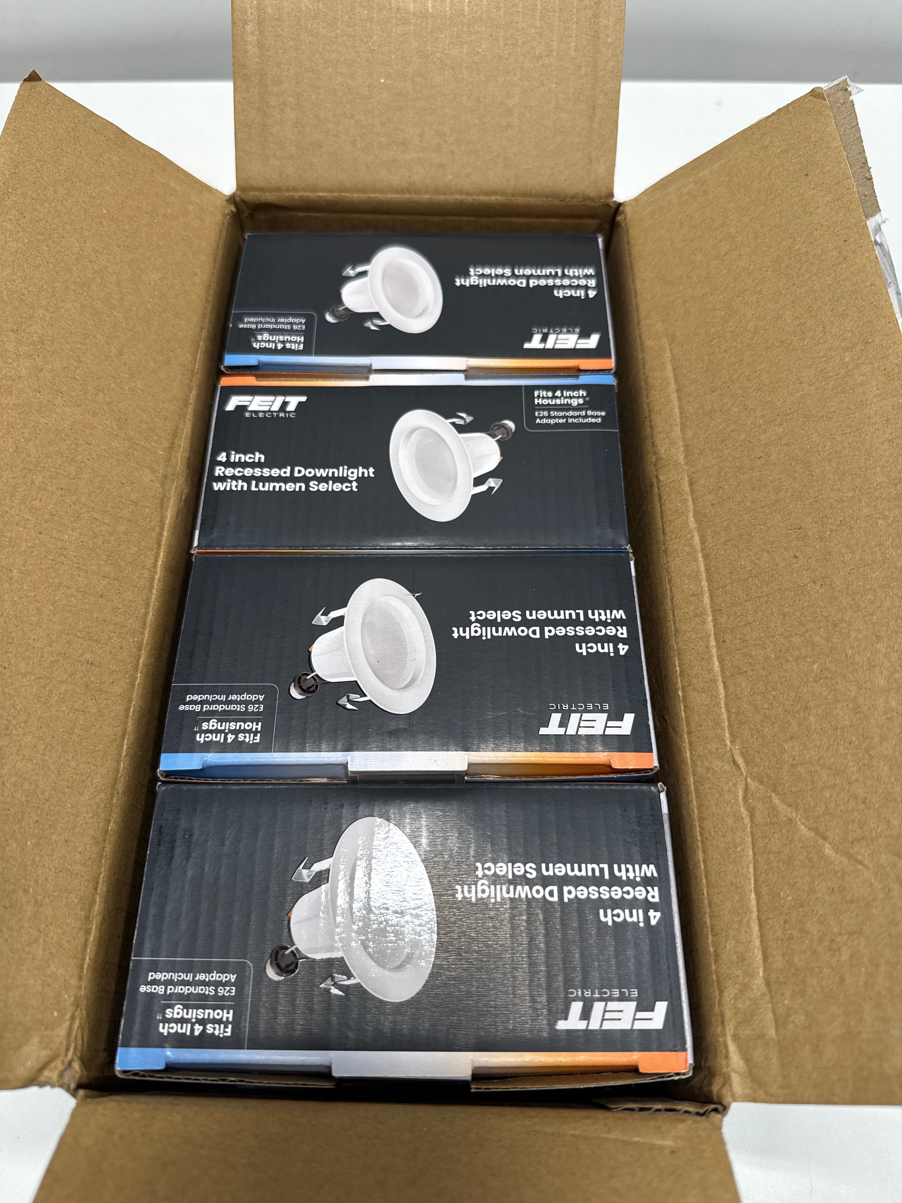 4 x Feit Electric 4" White High Output LED Recessed Downlight Color Select (5CCT)