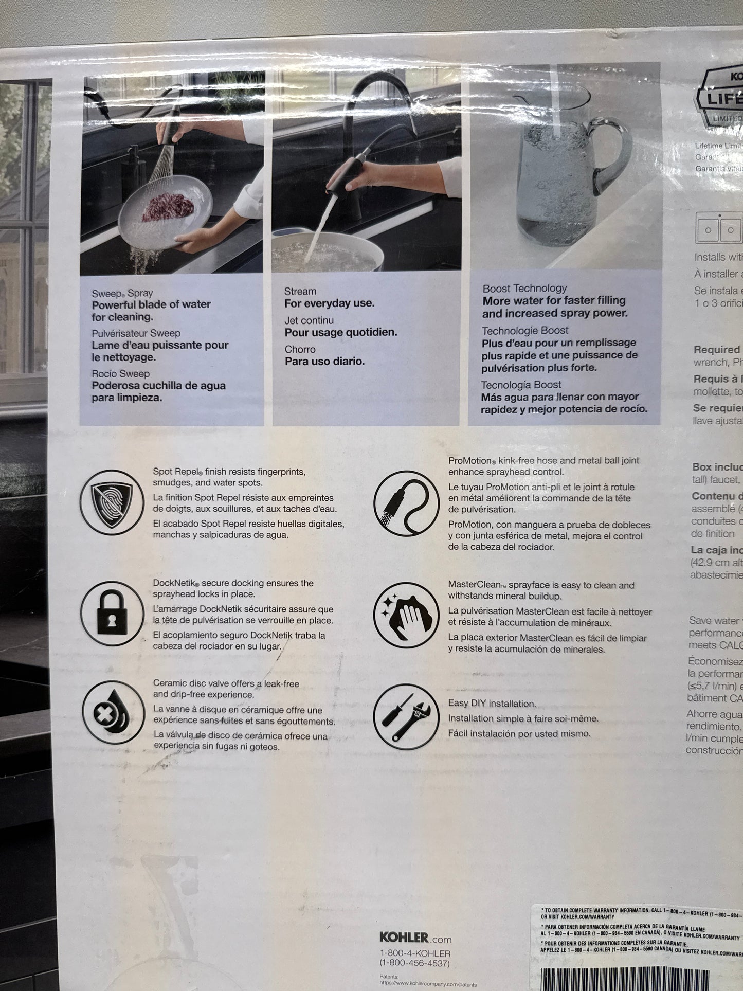 Kohler Guild Pull-down Kitchen Sink Faucet with Three-function Sprayhead