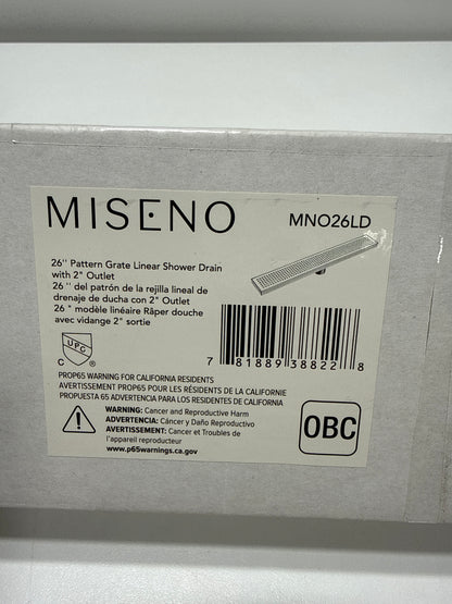 Miseno MNO26LD 26" Pattern Grate Linear Shower Drain - Stainless Steel
