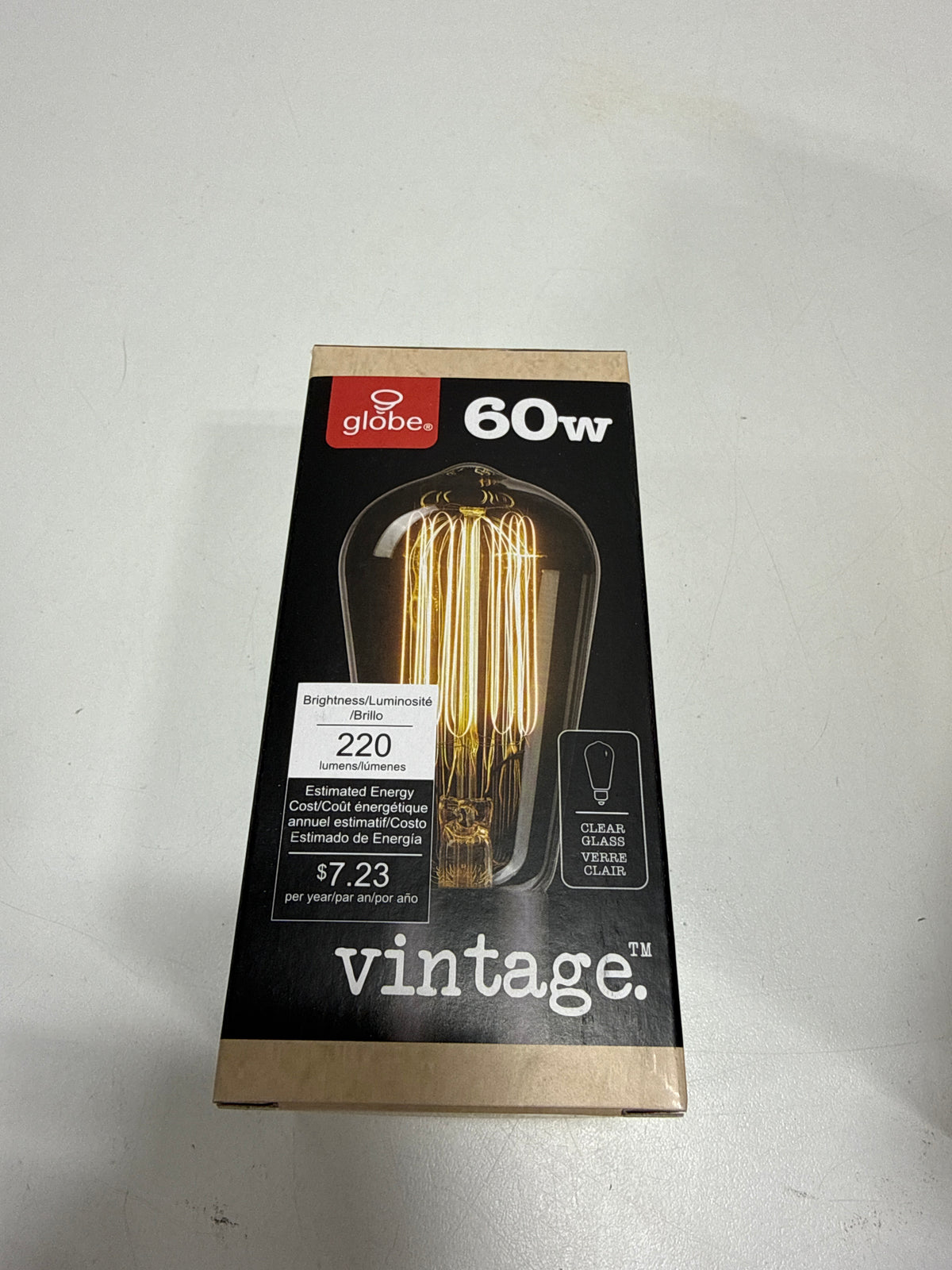 5 x Globe Electric 60w Vintage Edison S60 Squirrel Cage Incandescent Filament Light Bulb, E26 Base, 220 Lumens,
