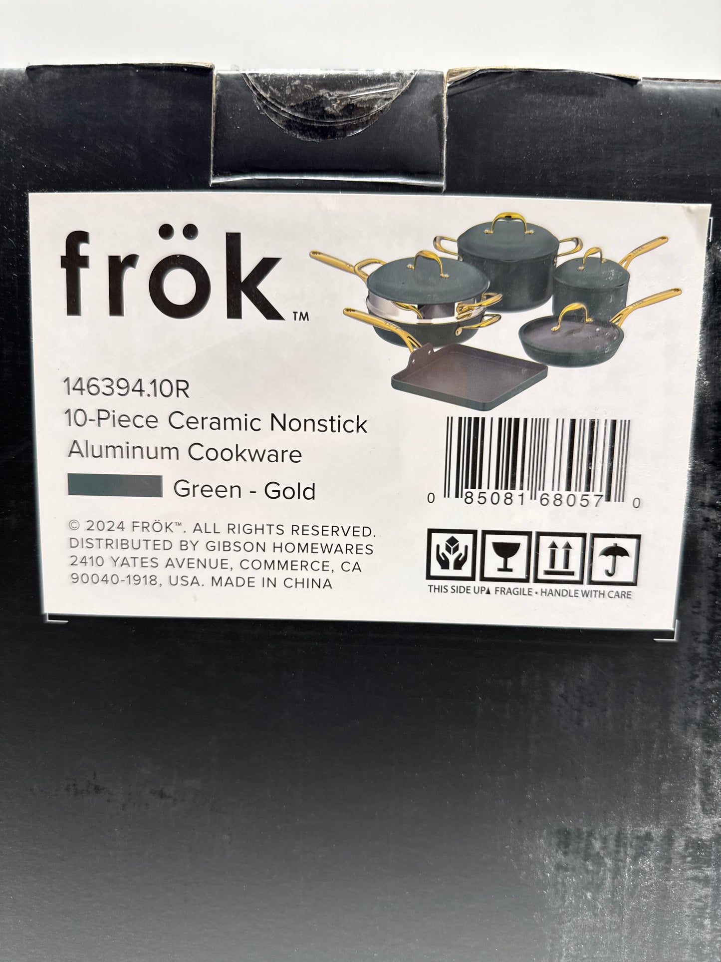 Frok 10 Piece Pots and Pans 4MM Thick Quick Heat Aluminum Cookware Set W/Premium PFA Free Ceramic Nonstick Interior Heat Resistant Exterior - Inductio