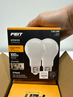 8 x Feit Electric - 100-Watt Equivalent A19 Dimmable Filament CEC 90 CRI White Glass E26 Medium LED Light Bulb, Bright White 3000K