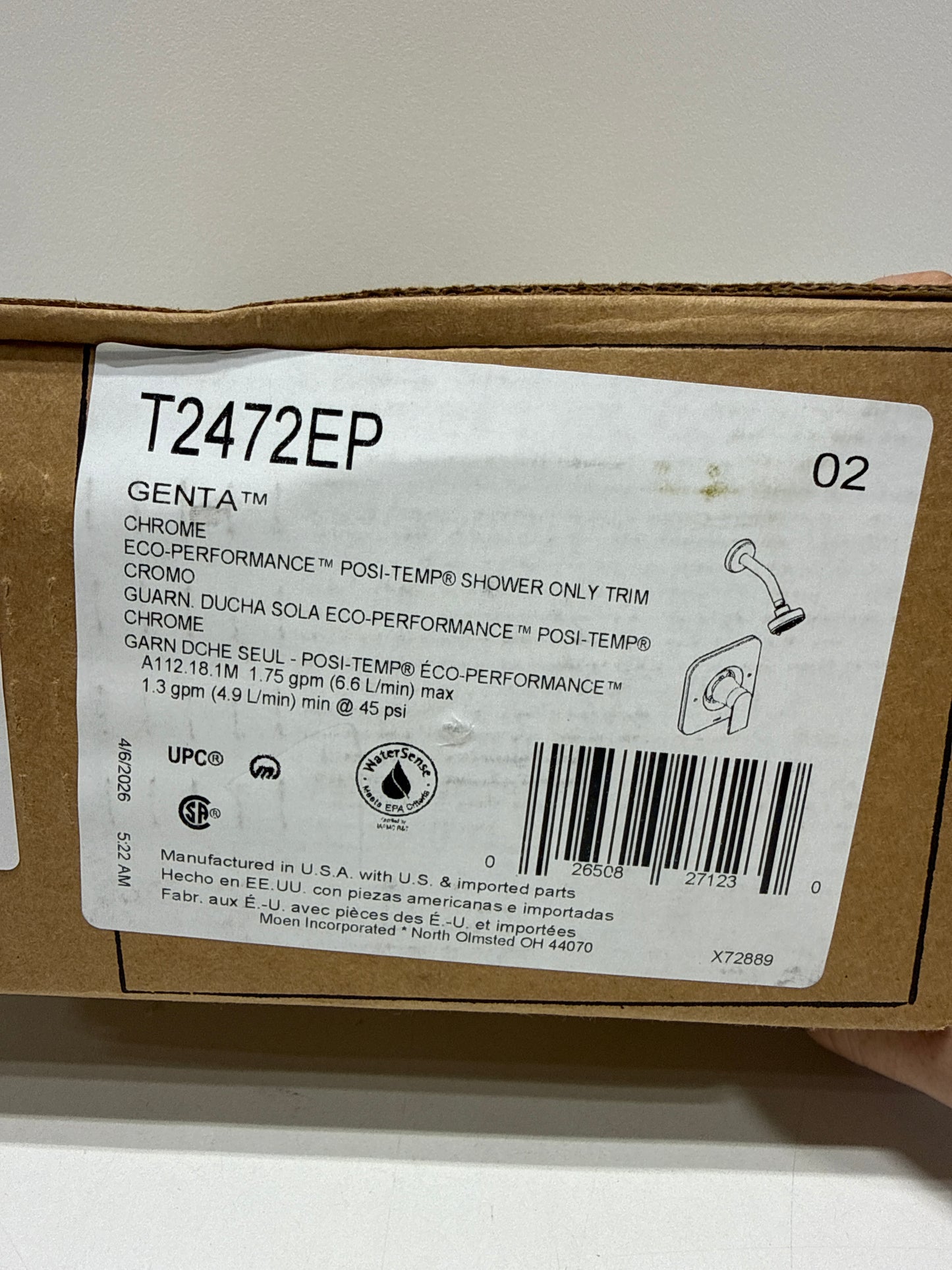 Moen Genta Chrome Posi-Temp(R) Shower Only