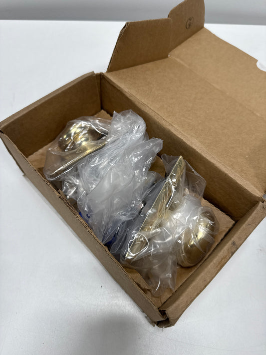 Emtek Providence Passage Door Knob Set with Rectangular Rose from the Brass Classic Collection