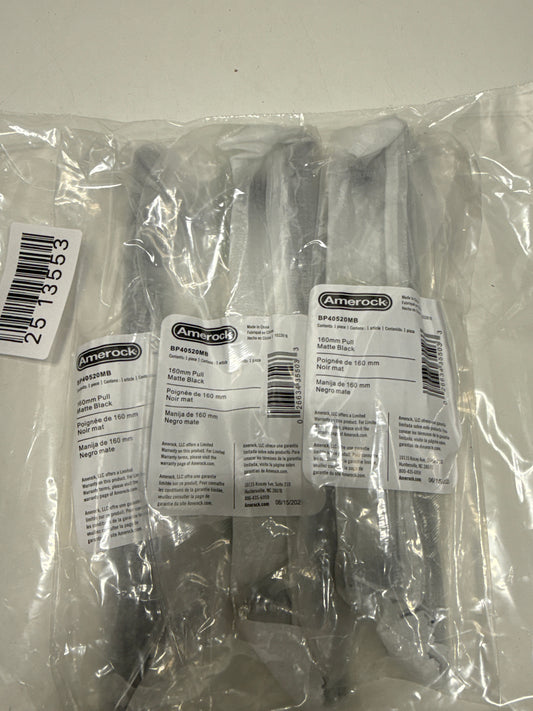 3 x Bar Pulls 6-5/16 in. (160mm) Center-to-Center Matte Black Bar Cabinet Pull